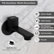 Plantex Single Knob Long Body Bib Tap for Bathroom with Water Saving Aerator/Tap for Wash Basin with Brass Spindle/Wall Mount Bib Tap with Wall Flange and Teflon Tape (Black)