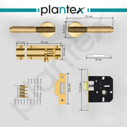 Plantex Heavy Duty Door Lock – Bathroom Door Lock/Mortise Keyless Handle Set for Home/Bathroom/Store Room/Balcony/Office with Baby Latch (603 - PVD Gold)