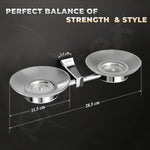 Plantex Dual Glass Soap Holder for Bathroom/Pure Brass Double Glass Soap Dish/soap Stand/Soap Bar/Soap Case/Bathroom Accessories - Pack of 1 (APS-DL-06, Chrome)