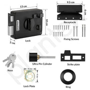 Plantex Heavy Duty Door Lock with 5 years warranty/Night Latch lock  with Key & Knob for Main Door/Tribolt lock for Inside Opening for Home,Hotel,Office - Pack of 1 (Z-Black)