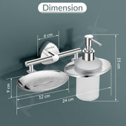 Plantex J4 Stainless Steel Soap Dish with Liquid Dispenser/Soap Stand for Bathroom Wall Mount/Shampoo Dispenser/Bathroom Accessories (Chrome Finish) Angel