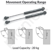 Plantex 10 Inch Hydraulic Gas Spring Stay Strut Pneumatic Lift Support/Cabinet Hinges Support/Capacity 20 KGS (200 N) - Pair of 1 (2 Pcs) (Silver)