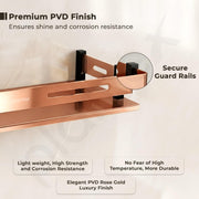 Plantex Shelf for Bathroom/Stainless Steel Shelf/Multipurose Shelf for Bathroom/Bathroom Accessoriece - (15 x 5 Inch, PVD Rose Gold)