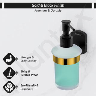 Plantex 304 Grade Stainless Steel Liquid Soap Dispenser/Shampoo Dispenser/Handwash Dispenser/Bathroom Accessories - Pack of 1 (Parv-Gold & Black)