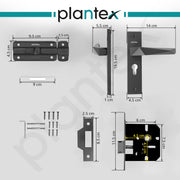 Plantex Heavy Duty Door Lock Ã¢â‚¬â€œ Bathroom Door Lock/Mortise 8inch Keyless Plate Handle Set for Home/Bathroom/Store Room/Balcony/Office with Baby Latch (8129- Grey)