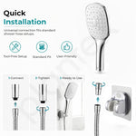 Plantex ABS Hand Shower for Bath/Self Cleaning Hand Shower/Rectangle Shower Head for Home & Hotel/Handheld Shower Without Hose Pipe - (Chrome, H326)