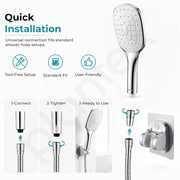 Plantex ABS Hand Shower for Bath/Self Cleaning Hand Shower/Rectangle Shower Head for Home & Hotel/Handheld Shower Without Hose Pipe - (Chrome, H326)
