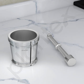 Plantex Heavy Stainless Steel/Mortar & Pestle Set/Spice Mixer/Khalbatta/Khal/Okli for Kitchen - Size 2(Dia: 7.5, H: 7 cm)