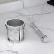 Plantex Heavy Stainless Steel/Mortar & Pestle Set/Spice Mixer/Khalbatta/Khal/Okli for Kitchen - Size 2(Dia: 7.5, H: 7 cm)