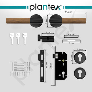Plantex Main Door Lock/Mortise Lock for Door with 3 Years of Warranty - Robust Door Lock for Home with Brass Lock Body & Cylinder (Black & Wood Finish)