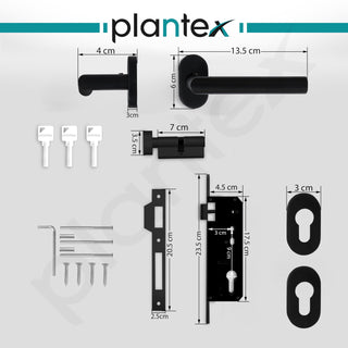 Plantex Main Door Lock/Mortise Lock for Door/Robust Door Handle for Home with Lock Body & Cylinder - (Square, DTM-640-Black)