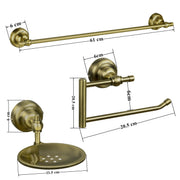 Plantex 304 Grade Stainless Steel Bathroom Accessories Set of 3 - Towel Hanger/Napking Holder/ Soap Holder for Bathroom - Skyllo (Brass Antique)