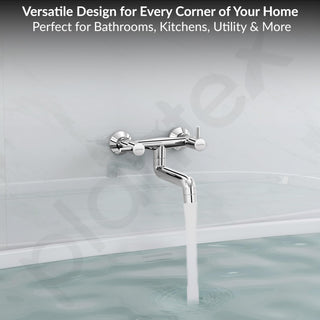 Plantex Pure Brass ICO-916 Non Telephonic Wall Mixer with Water Saving Technology Tap/Mixer Tap for Bathroom with Brass Wall Flange and Teflon Tape-7 Year Warranty (Mirror Chrome)