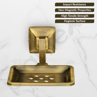 Plantex 304 Grade Stainless Steel Bathroom Soap Dish/Soap Holder/Soap Stand/Bathroom Accessories - Squaro (Brass Antique)