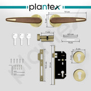 Plantex Main Door Lock/Mortise Lock for Door with 3 Years of Warranty - Robust Door Lock for Home with Brass Lock Body & Cylinder (Brass Antique & Wood Finish)