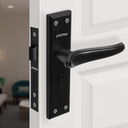 Plantex Heavy-Duty Door Lock Set - Main Door Lock Plate Handle Set/6-Lever Mechanism Mortise Locks with 3 Keys/Brass Locks Body & Cylinder (PTP-09- Black)