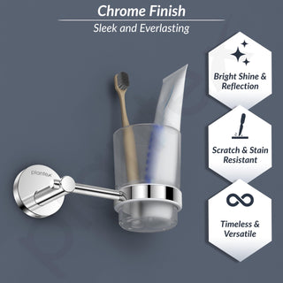 Plantex 304 Grade Stainless Steel Toothbrush, Paste and Tumbler Holder for Bathroom and Wash Basin/Bathroom Accessories - Oreo (Chrome)