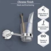 Plantex 304 Grade Stainless Steel Toothbrush, Paste and Tumbler Holder for Bathroom and Wash Basin/Bathroom Accessories - Oreo (Chrome)