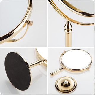 Plantex Premium Brass Magnifying Mirror/Two-Sided 360° Swivel Makeup Mirror with 5x/1x Magnification/Table Mirror (8 Inch-Golden/Tabletop)