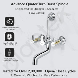 Plantex Brass Wall Mixer for Bathroom with L-Bend Connector for Overhead Shower/Mixer Tap/Wall Mixer for Bathroom 2 in 1 with 7-Year Manufacturer's Warranty-(Ico-918-Mirror-Chrome)