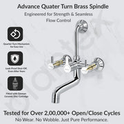 Plantex Brass Wall Mixer for Bathroom with L-Bend Connector for Overhead Shower/Mixer Tap/Wall Mixer for Bathroom 2 in 1 with 7-Year Manufacturer's Warranty-(Ico-918-Mirror-Chrome)