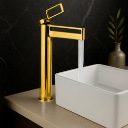 Plantex Wash Basin Mixer Tap/Pure Brass Hot and Cold Tap for Basin/Pillar Spout for Wash Basin/Deck Mount - (Gold, 7881)