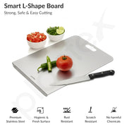 Plantex Stainless Steel Vegetable Cutting Board/Chopping Board for Kitchen Use/Chopper Board/Anti-Bacterial,Durable, Non-Slip & Knife Friendly Cutting Pad - Pack of 1 (APS-1189, Chrome)