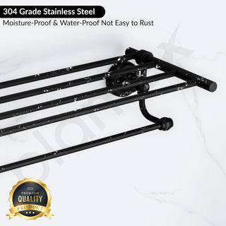 Plantex 304 Grade Stainless Steel 24 inch Towel Rack for Bathroom/Towel Stand/Hanger/Bathroom Accessories - Skyllo (Black)