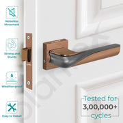 Plantex Heavy Duty Door Lock – Bathroom Door Lock/Mortise 8inch Keyless Handle Set for Home/Bathroom/Store Room/Balcony/Office with Baby Latch (7086, PVD Choco & Satin Black)