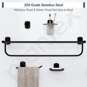 Plantex Parv 304 Grade Stainless Steel Towel Rack for Bathroom/Soap Holder/Napkin Ring/Tumbler Holder/Robe Hook/Bathroom Accessories - 5 Pcs Combo (Black)