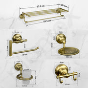 Plantex 304 Grade Stainless Steel Bathroom Accessories Set of 5 - Towel Stand/Napking Holder/Soap Holder/Toothbrush Holder/Robe Hanger - Skyllo (Brass Antique)