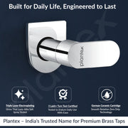 Plantex Pure Brass ORN-206 Angular Concealed Stop Cock/Concealed Stop Valve Tap For Bathroom With Teflon Tape & Adjustable Brass Wall Flange - 15mm (Mirror-Chrome Finish)
