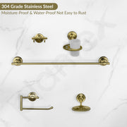 Plantex 304 Grade Stainless Steel Bathroom Accessories Set of 5 - Towel Rod/Hand Napkin Hanger for WashBasin/Soap Case/Toothbrush Holder/Robe Hook - Skyllo (Brass Antique)