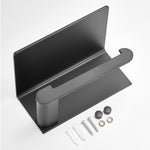 Plantex Space Aluminium Toilet Paper Holder with Mobile Stand/Tissue Paper Roll Holder/Toilet Roll Holder for Bathroom Accessories (Black)