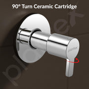 Plantex 25 mm Pure Brass Flush Valve for Toilet with Brass Wall Flange & Teflon Tape-7 Year Warranty/Angle Cocke for Bathroom (FLO-820-Chrome)