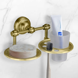 Plantex 304 Grade Stainless Steel 2in1 Soap Holder with Tumbler Holder/Bathroom Accessories - Skyllo (Antique)
