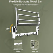 Plantex Stainless Steel Bathroom Towel Hanger/Folding Towel Rack/Towel Stand/Towel Rod/Bathroom Accessories - Pack of 16 (18 Inch-Chrome)