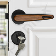 Plantex Main Door Lock/Mortise Lock for Door with 3 Years of Warranty - Robust Door Lock for Home with Brass Lock Body & Cylinder(034-Black & Wood Finish)