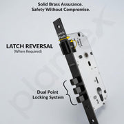 Plantex Door Lock Set with Keys/Mortise Door Lock for Home/Office/Hotel - Pack of 1 (OHMH-21, Z-Black & PVD Black)