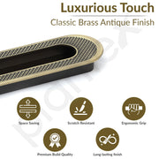 Plantex Sliding Door Handle/Concealed Handle for Sliding Door/160mm Concealed Handle for Wardrobe/Kitchen Cabinet - Pack of 2 (Brass Antique)