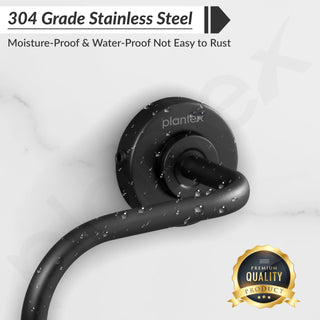 Plantex 304 Grade Stainless Steel Round Napkin Holder for washbasin/Hand Towel Holder/Napkin Ring for Bathroom/Bathroom Accessories - Daizy (Black)
