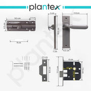 Plantex Heavy Duty Door Lock ÃƒÂ¢Ã¢â€šÂ¬Ã¢â‚¬Å“ Bathroom Door Lock/Mortise 8inch Keyless Plate Handle Set for Home/Bathroom/Store Room/Balcony/Office with Baby Latch (8106, Satin Black)