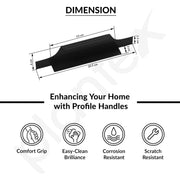 Plantex Profile Handle for Kitchen Cabinet/8 Inch Alluminium Drawer Profile Handle/Wardrobe Pull Handle for Home/Office/Hotel - Pack of 1 (Black)