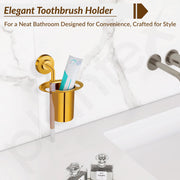 Plantex Tumbler Holder for Bathroom/304 Grade Stainless Steel Toothbrush Holder/Toothpaste/Razor Holder/Bathroom Accessories - Pack of 1 (Gold)