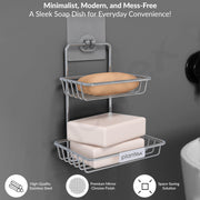 Plantex Self Adhesive Soap Holder for Bathroom/Stainless Steel Soap Case/2 Layer Soap Storage/Bathroom Accessories - Pack of 3 (Chrome)