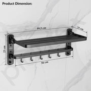 Plantex Self Adhesive Aluminium Bathroom Towel Hanger for Wall/Towel Rack for Bathroom 24 Inch/Bathroom Accessories - Pack of 1 (Black, 6801)
