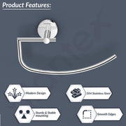 Plantex 304 Grade Stainless Steel Towel Hanger for Wash Basin/Towel Ring for Bathroom/Towel Holder/Napkin Hanger/Bathroom Accessories - Oreo (Chrome)