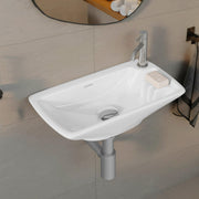 Plantex Ceramic Wall Hung Basin/Washbasin for Bathroom/Wall Mounted Wash Basin with 10 Years Glaze Warranty by Plantex/Small Basin (White - 17X9X5 Inch)