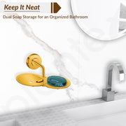 Plantex 304 Grade Stainless Steel Double Soap Holder for Bathroom/Soap Dish/Soap Stand for Bathroom Wall/Bathroom Accessories - Daizy (Golden)