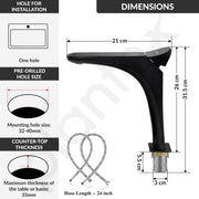 Plantex Wash Basin Mixer Tap/Brass Hot & Cold Basin Mixer Faucet/Deck Mount Pillar Spout for Bathroom Sink - Pack of 1 (4603, Black)